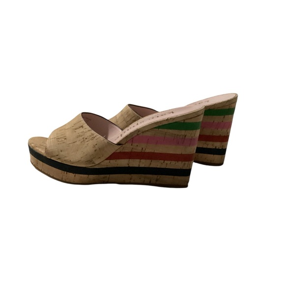 Kate Spade 6.5 Multicolor Striped Penelope Platform Cork Wedges - Picture 1 of 8